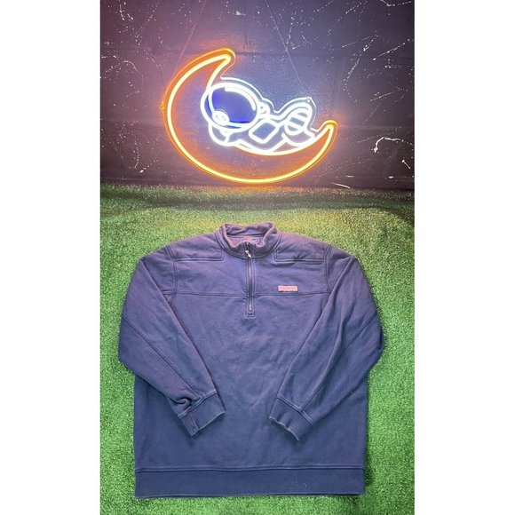 Vineyard Vines Sweater Adult XL Blue Whale 1/4 Zip Up Pullover‎  Preppy Casual - Picture 1 of 5